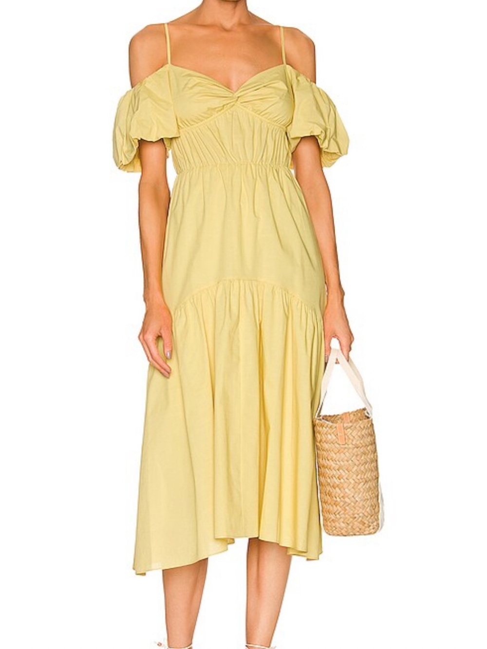 Vince Draped Puff Sleeve Tiered Dress